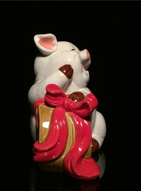 石湾公仔陶瓷猪摆件家居客厅玄关电视柜十二生肖猪装饰品乔迁送礼