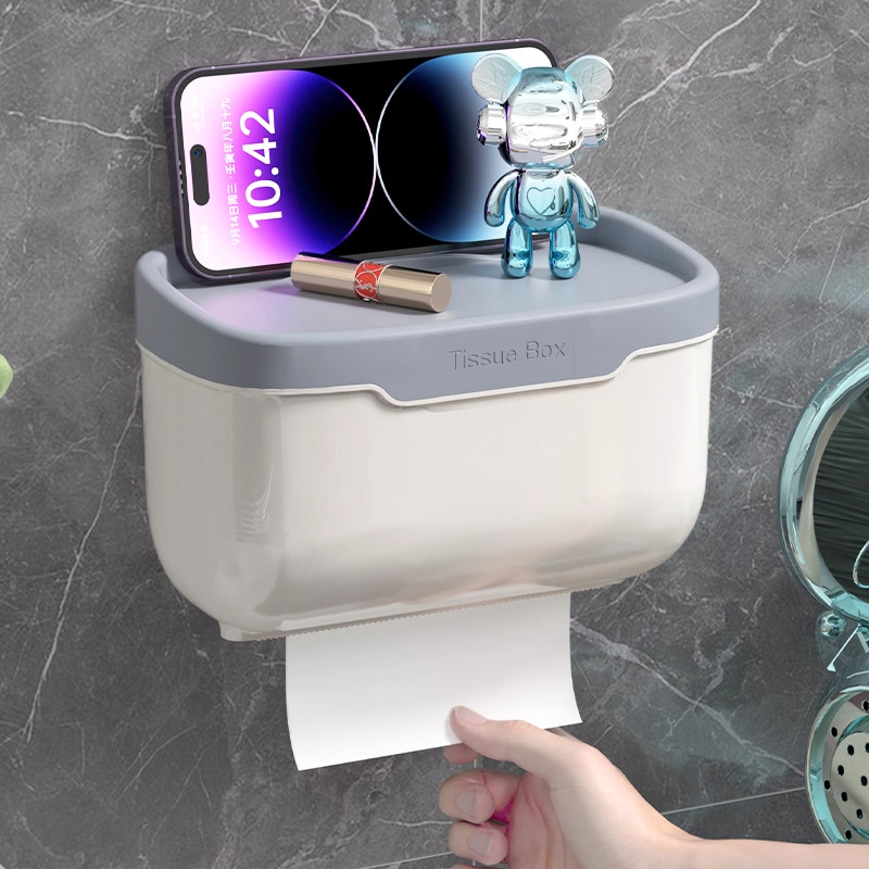 厕所纸巾盒卫生间免打孔防水卷纸器洗脸巾抽纸厕纸盒卫生纸置物架