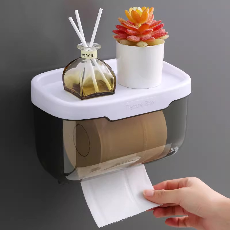 厕所纸巾盒卫生间免打孔防水卷纸器洗脸巾抽纸厕纸盒卫生纸置物架