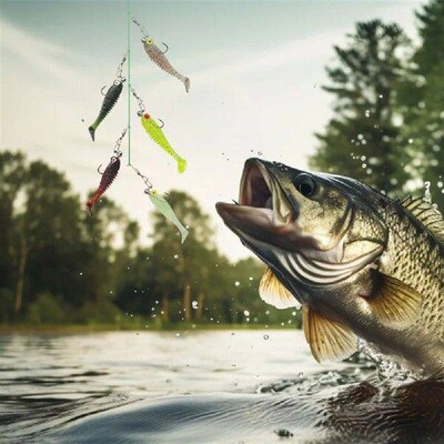 Cluster Soft Lure Fishing Bait T Tail Wobbler Artificial