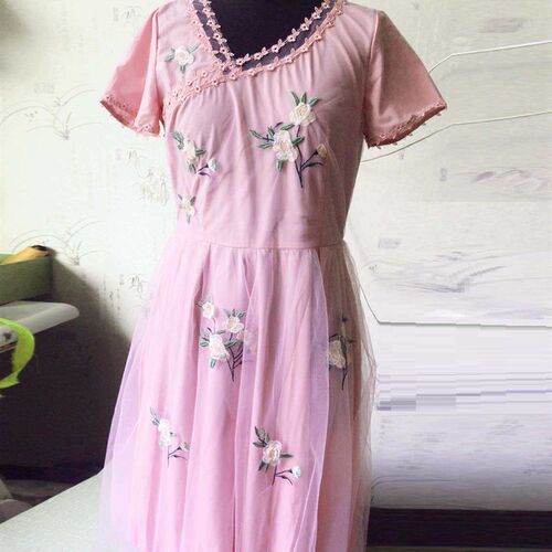 Embroidered Dress Womens Mid-length Summer New Style Simple