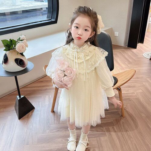 Chinese Style Girls Dress Retro Lace Cake Skirt Fashion Prin