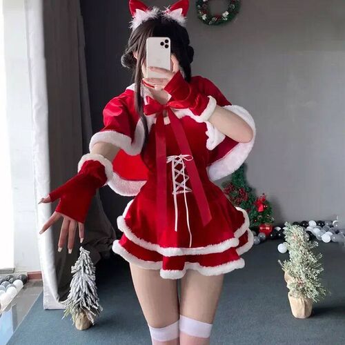 Cute Christmas Cosplay Costume Bunny Santa Claus Uniform