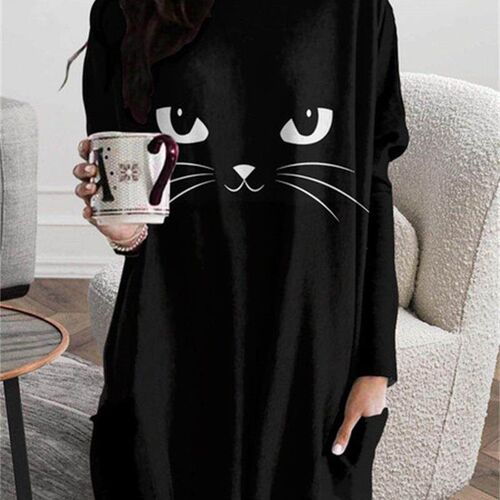 Autumn and winter 2022 new long hoodless sweatshirt, 3D prin