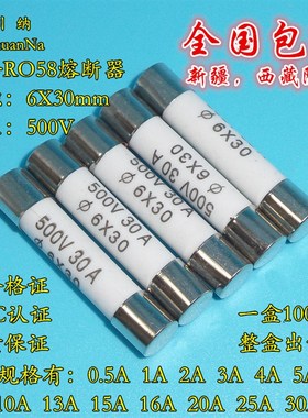正浩RO58熔断器 10 R058陶瓷保险丝管 0V 10 X30mm 100个/盒