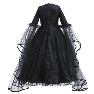 Kids Halloween Evil Witch Costume Black Tutu Dress For Girls