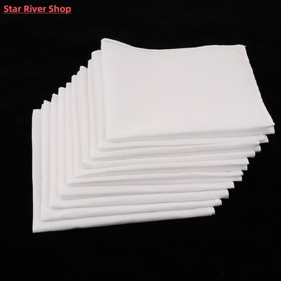 10pcs Mens White Handkerchiefs Square Super Soft手帕