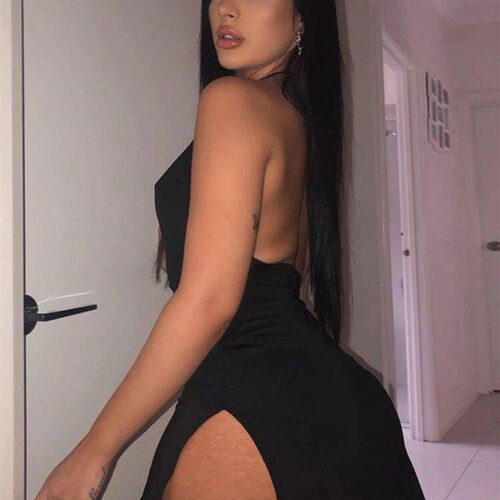 2022 Summer Fashion Neon Solid Color Bandage Slit Mini Dress