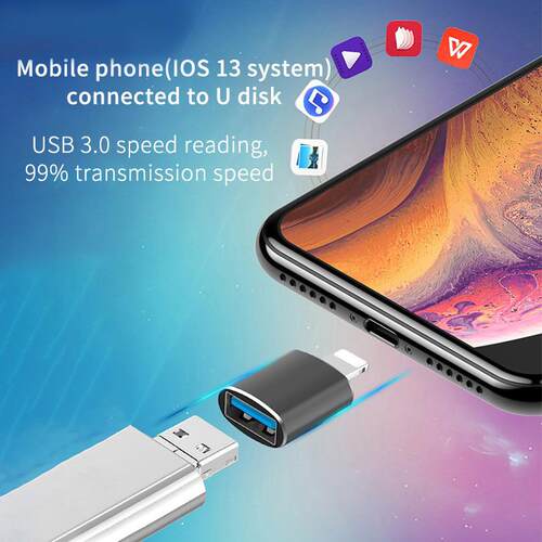 OTG USB Adapter Lighting Male to USB3.0 iOS 13 Charging