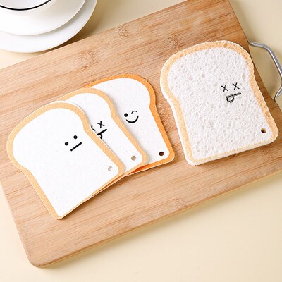 Creative Toastshaped Natural Wood Pulp Sponge for Kitchen Di