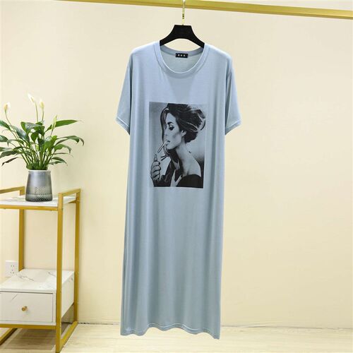 Modal round ollar short sleeve dress for women, summer new s