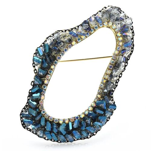 Handmade Circle Geometric Crystal Brooches For Women Unisex