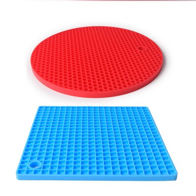 Round Grid Silicone Placemat Heat Insulation Antislip Waterp