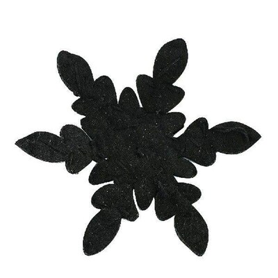 Glitter Fabric Stickers Black Snowflake Rhinestone Applique