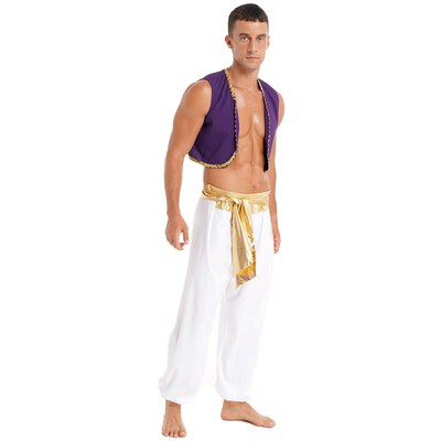 Aladin Costume Men Arabian Prince Cosplay Dress Up Waistcoat