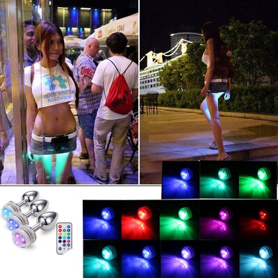 LED Colorful Light Metal Anal Plug NO Vibrator Masturbator F