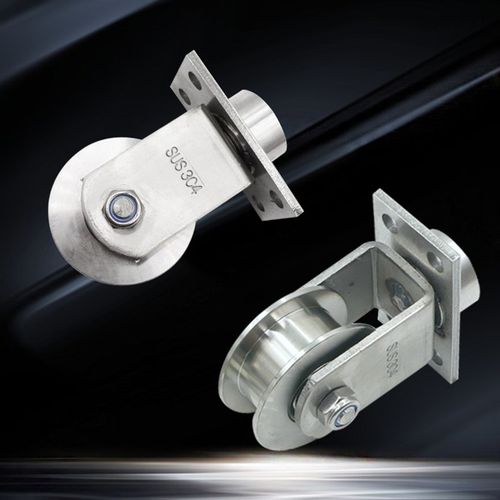 30不锈钢万向轴承滑轮v型U型槽方管折叠门移门脚轮带板轨道轮