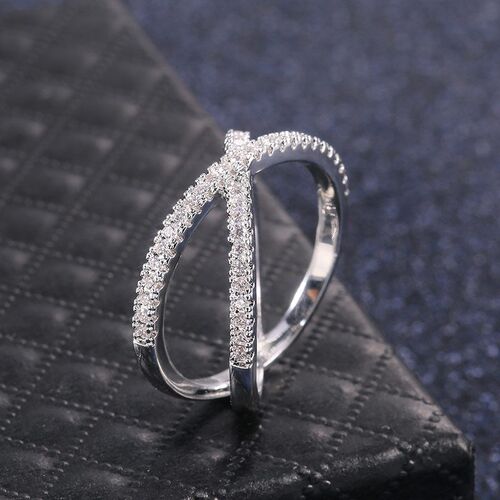 Huitan Luxury Cross X Shape Women Engagement Ring Full Paved
