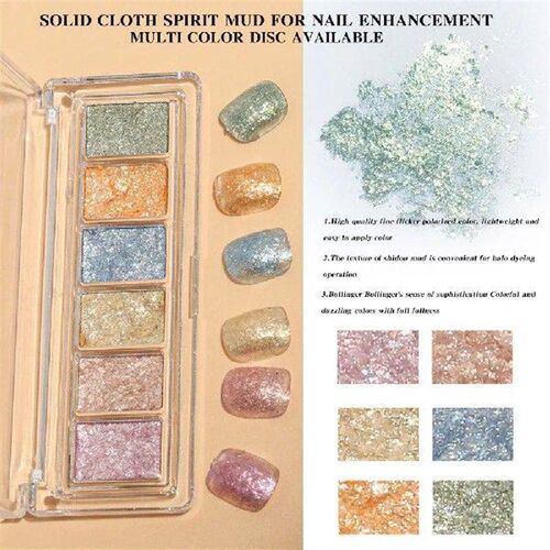 1box Mud Aurora Chrome Nail Powder 6Colors Iridescent Nail