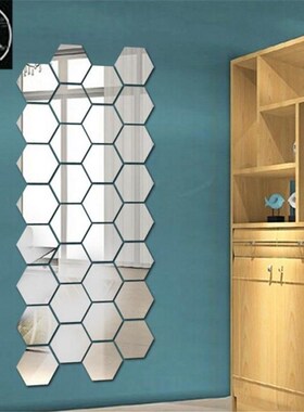 12Pcs 3D Mirror Wall Sticker Home Decor Hexagon Decorations