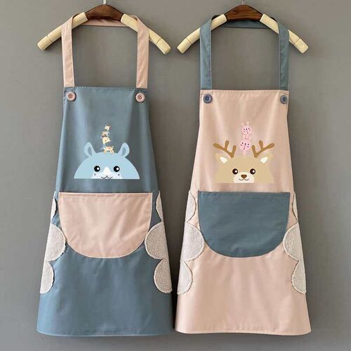 Waterproof Kitchen Apron Hand Wipe Sleeveless Apron Cartoon