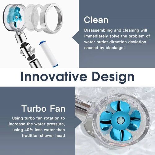 360 Degrees Turbo Rotating Fan Shower Head High Pressure Wat