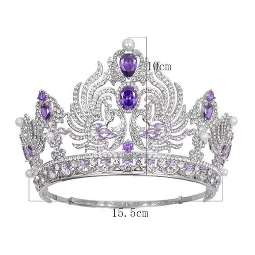 European Luxury Big Cubic Zirconia Wedding Round Tiaras Saud