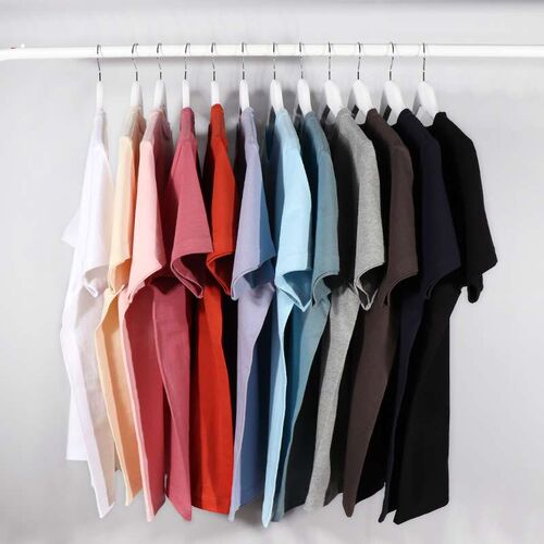 250g heavy white loose solid color cotton short sleeve mens
