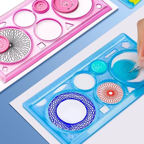 Drawing Stencils Set Funny Interlocking Gears Wheels Spirogr
