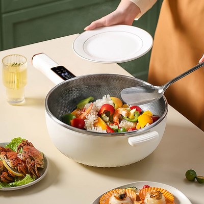 芯厨奕多功能电炒锅电煮锅料理锅蒸煮煎炒一体大容量芯厨奕电火锅