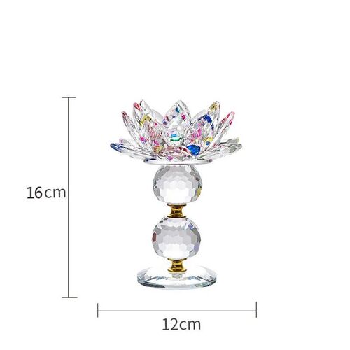 7 colors Crystal Glass Lotus Flower Metal Candle Holders Fen