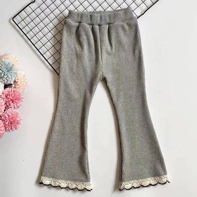 Girls Pants Long Trousers Cotton 2024 Gray Spring Autumn Tee