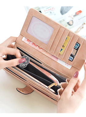 Many Departments Faux Suede Long Wallet Women Matte Leather