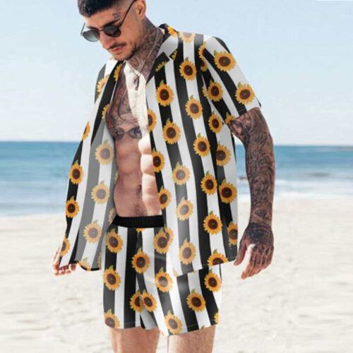Summer Mens Beach Casual Loose Lapel Mens Suit
