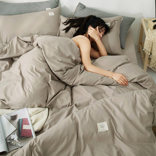 2023 NEW 4pcs Simple solid color Bedding sheet quilt cover
