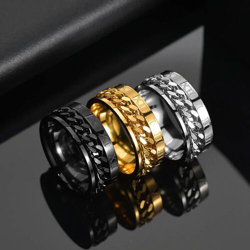 Letdiffery Cool Stainless Steel Rotatable Men Ring High Qual