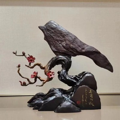 鸟鸣山幽树脂摆放托盘通用仿实木艺术创意石头奇石底座摆件托架