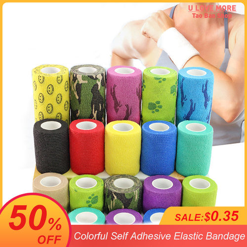 1 Pcs Printed Medical Self Adhesive Elastic Bandage 4.6m Col