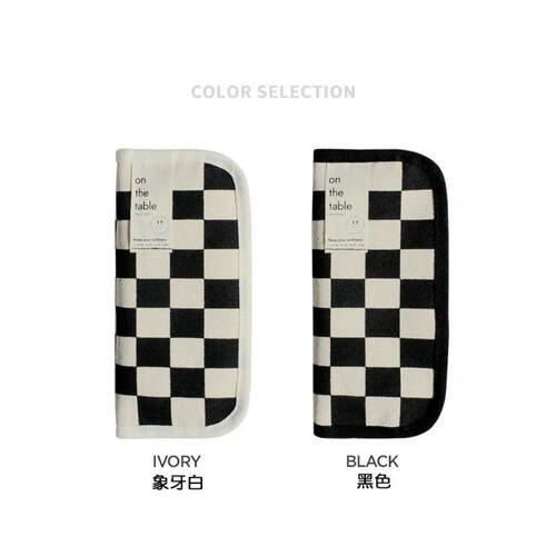 Simple Black and White Plaid Canvas Pencil Case School penci