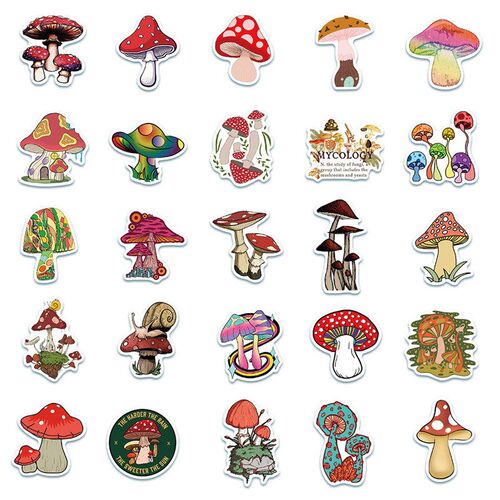 10/30/50 PCS Plant Mushroom Cute Cartoon Sticker Childrens