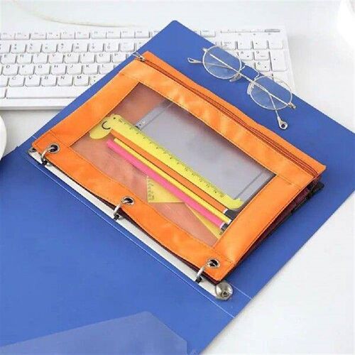 3 Holes Pencil Case Zipper Transparent Loose-Leaf Binder