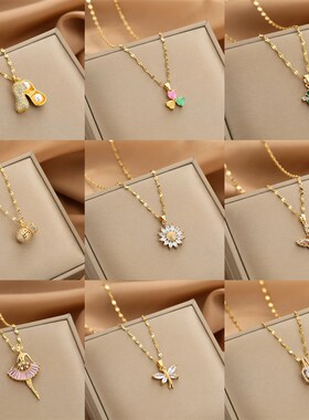 Gold Necklace for Women Zircon Jewelry Pendant Necklace Tita
