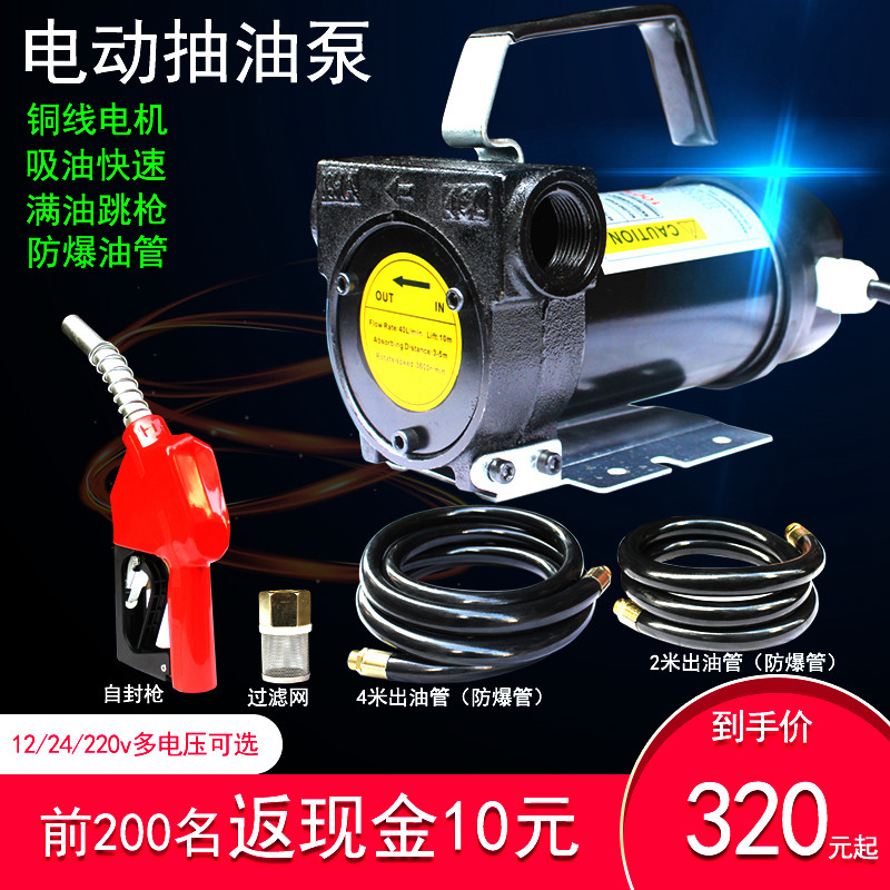 220v电动抽油泵电泵24v吸油泵12v加油泵自封套装柴油正反转自吸泵