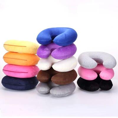 Travel Office Headrest U-shaped Inflatable Short Plush ver +