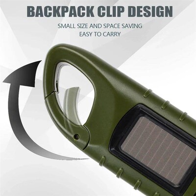 LED Camping Lantern Hand Crank Dynamo Flashlight Solar Power
