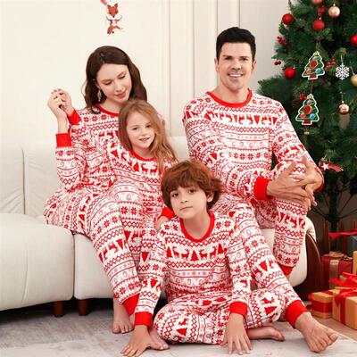 Christmas Family Matching Pajamas Set Couple Striped Pyjamas