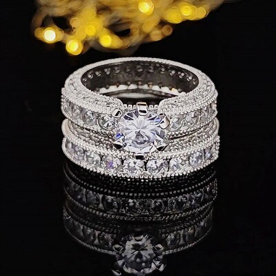 Exquisite Fashion New Design Silver Color Zircon Wedding Rin