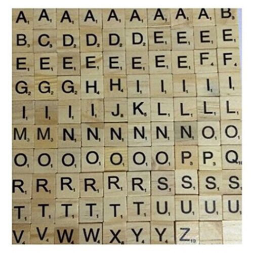 100Pcs Wooden Alphabet Scrabble Tiles Black Letters