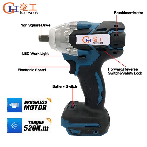 Haowook 18V 520 N.m Cordless Electric Screwdriver Speed Brus
