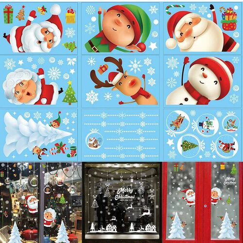 Christmas Window Decal Santa Claus Snowflake ers Winter Wall